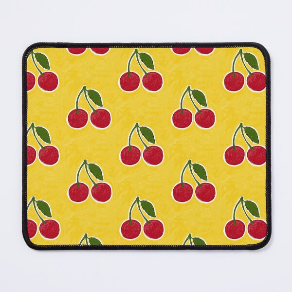 Item preview, Cherry illustration on yellow background. cherry painting designed and sold by AlarconStudio.