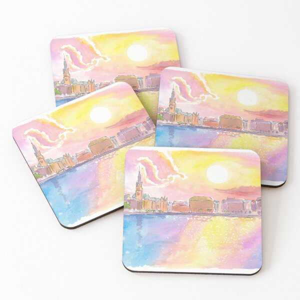 Item preview, Hamburg Alster Skyline Panorama at Sunset designed and sold by artshop77.