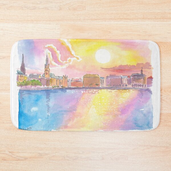 Item preview, Hamburg Alster Skyline Panorama at Sunset designed and sold by artshop77.