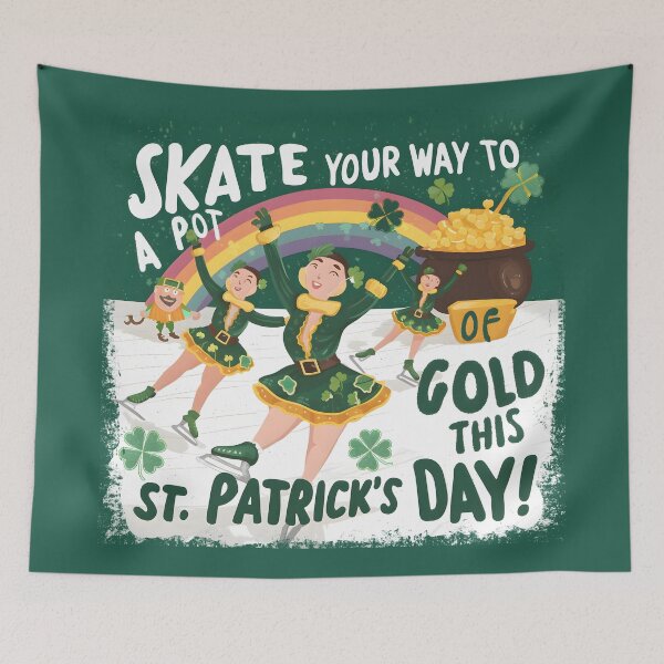 Item preview, Skate your way to a pot of gold this St. Patrick's Day!, ice skate, skate patricks day, skater, ice skaters  designed and sold by PRYMULLART.