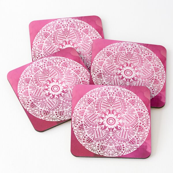 Item preview, Maroon pink white abstract watercolor mandala art designed and sold by BridgingThought.