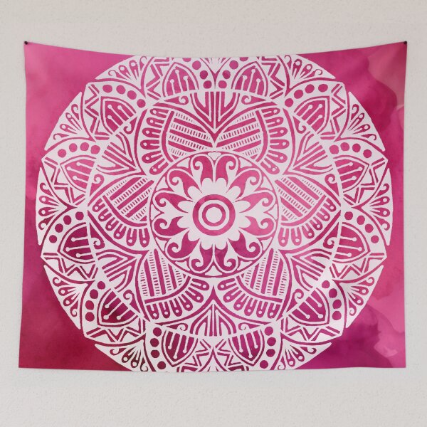 Item preview, Maroon pink white abstract watercolor mandala art designed and sold by BridgingThought.