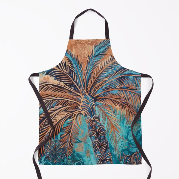 Item preview, Blue and Orange Tropical Leaves Grunge Painting. designed and sold by MargaretWiktor.