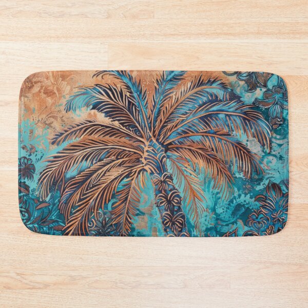 Item preview, Blue and Orange Tropical Leaves Grunge Painting.  designed and sold by MargaretWiktor.