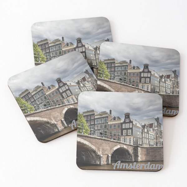 Item preview, Dutch Waterscape: Canal Houses and Brick Stone Bridge in Amsterdam Perspective designed and sold by InbalTurShalom.