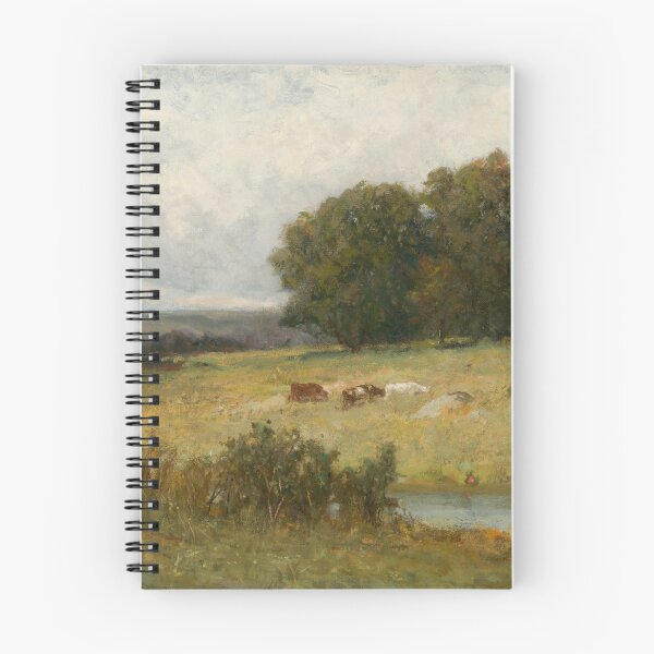 Item preview, Vintage Pastoral Cows in Farm Field Landscape Oil Painting designed and sold by Vintage Wall Art.