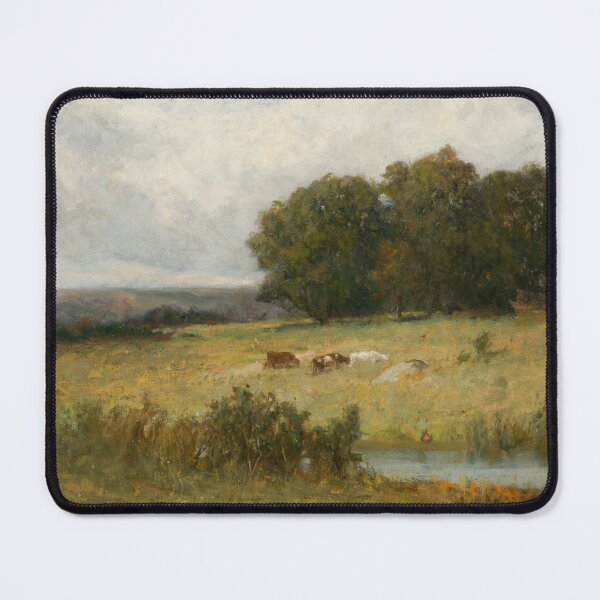 Item preview, Vintage Pastoral Cows in Farm Field Landscape Oil Painting designed and sold by Vintage Wall Art.