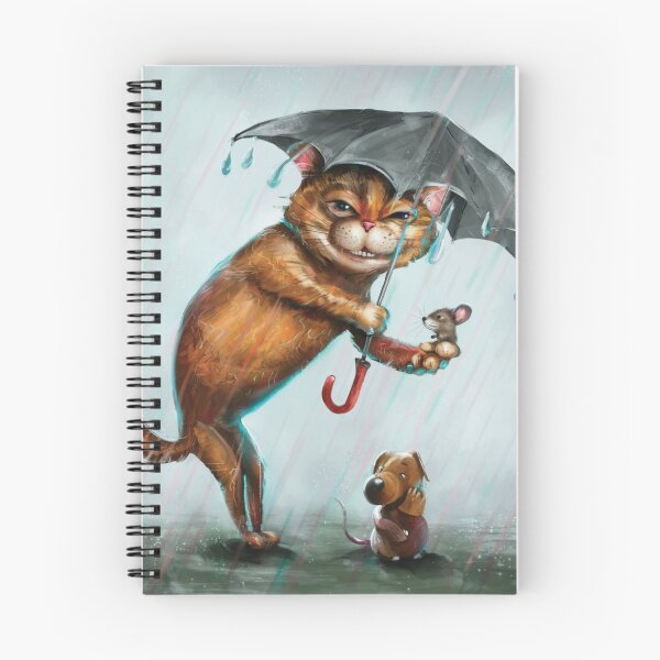 Item preview, Cat in Rain with Mouse Art Print, Whimsical Wall Decor, Nursery Wall Art, Kids Room Decor, Cat and Mouse Print designed and sold by Ketique.