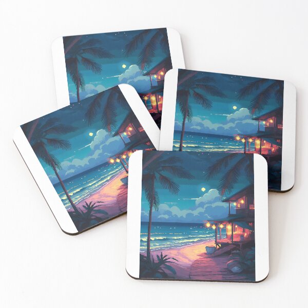 Item preview, Dreamy Beach house, night scene (3) - Pixel art designed and sold by octoboobs.