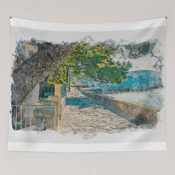Item preview, Puerto Pollensa Mallorca Watercolour Effect designed and sold by GG WALL ART.