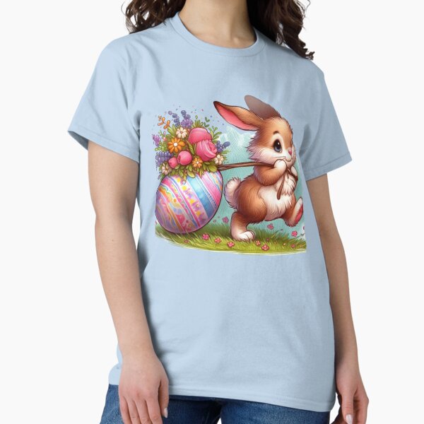 Item preview, Happy Easter, the hare pulls a colorful Easter egg decorated with spring flowers onto the Easter table designed and sold by JaroDesign2023.