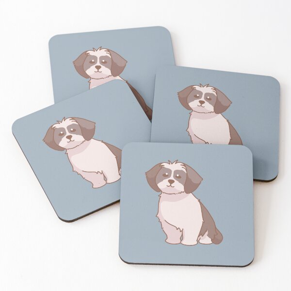 Item preview, Simple silver and white Shih Tzu sitting down designed and sold by PupBubble Art.