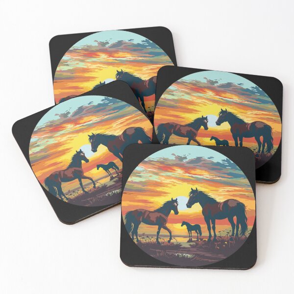 Item preview, Beauty horse retro sunset sticker design designed and sold by SmileshareShop.