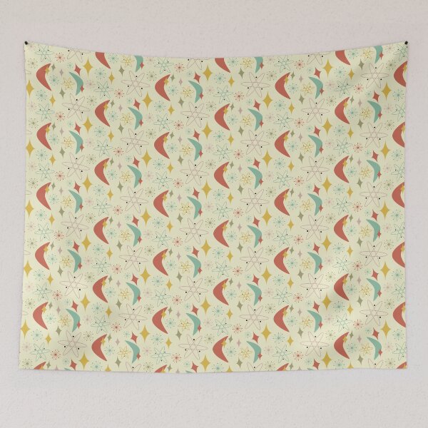 Item preview, Atomic Boomerang Burnt Orange Pink Cream Blue Mid Century designed and sold by Orchard Berry.
