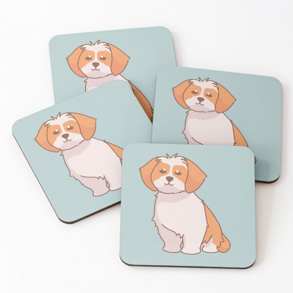 Item preview, Simple red and white Shih Tzu sitting down designed and sold by PupBubble Art.