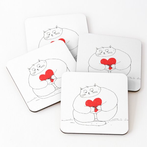 Item preview, Cute cat with red heart designed and sold by iulimade art.