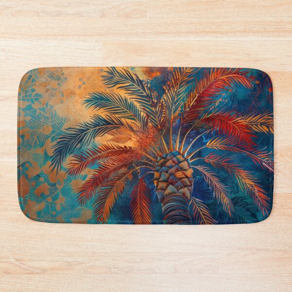 Item preview, Red Blue Tropical Leaves Grunge Painting.  designed and sold by MargaretWiktor.