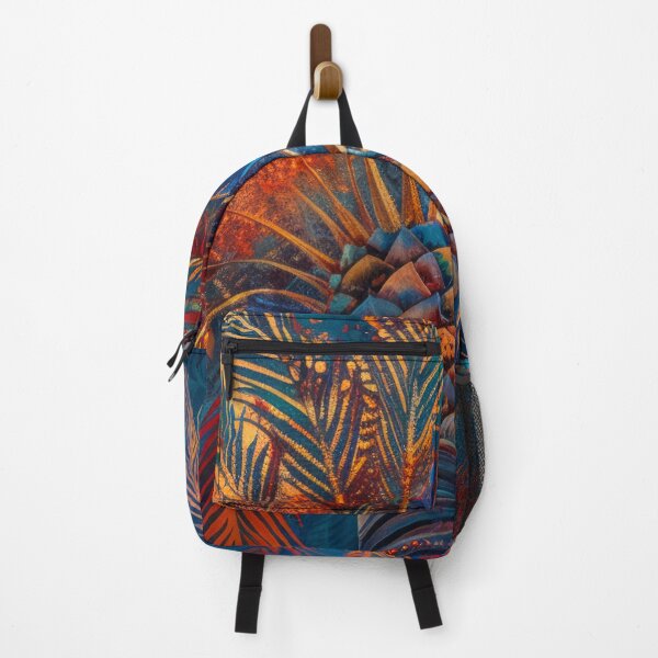 Item preview, Red Blue Tropical Leaves Grunge Painting. designed and sold by MargaretWiktor.