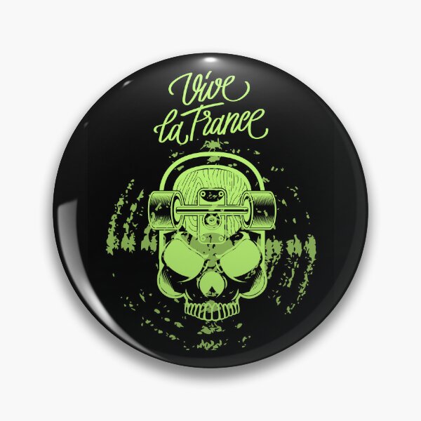 Artikelvorschau, Vive la France Skateboarding Sportwettbewerb Neongrünes Totenkopf-Design entworfen und verkauft von EarthArtDesigns.