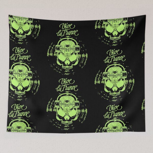 Item preview, Vive la France Skateboarding Sport Competition Neon Green Skull Design designed and sold by EarthArtDesigns.
