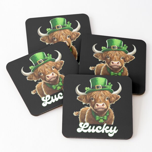 Item preview, Lucky Highland Cow Green Hat and Bow for Happy St. Patrick's Day Cute Cow Lucky Cow designed and sold by Rabbitti.