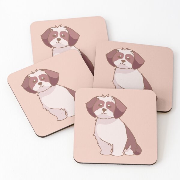 Item preview, Simple liver and white Shih Tzu sitting down designed and sold by PupBubble Art.