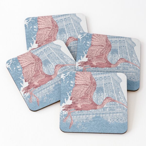 Item preview, Scarlet Ibis over Eiffel Tower, Paris designed and sold by AardvarkAnarchy.