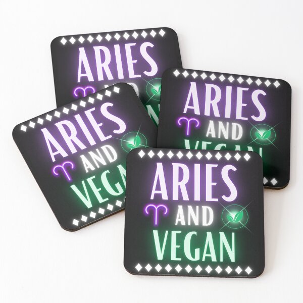 Item preview, Aries and Vegan Neon Retro Style designed and sold by MysticZodiac.