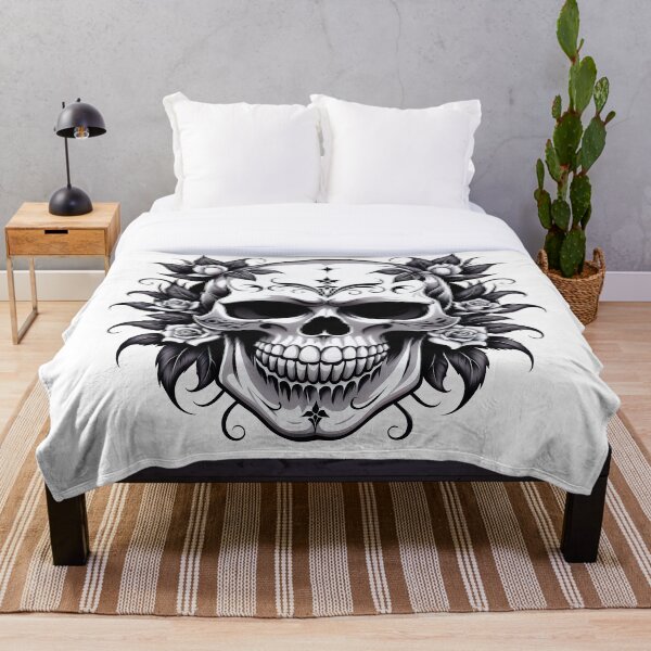Item preview, A black and white skull with roses designed and sold by Sopilka.