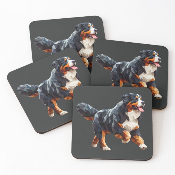 Item preview, Bernese mountain dog running 3d geometric origami, 3D polygonal illustration designed and sold by CutOriginalArt.