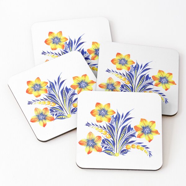 Item preview, Yellow-blue flowers of Ukraine. Bouquet of flowers Petrykivka art author's drawing designed and sold by Sunflower-7.