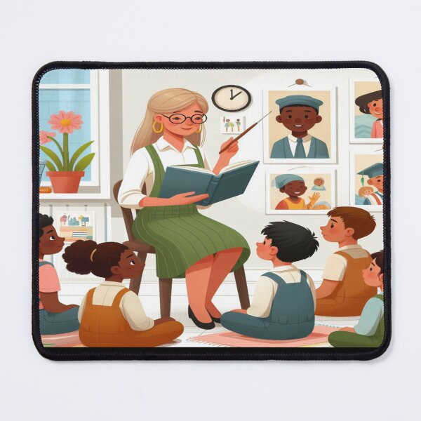 Aperçu de l'œuvre Enseignant lisant à des enfants impatients Art mural et puzzle créée et vendue par Cupideros.