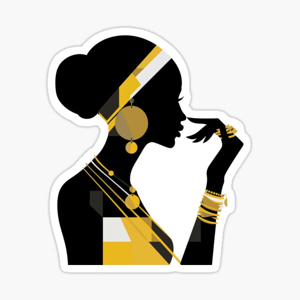 Item preview, Black silhouette of a woman with bracelet and earring designed and sold by silduna.