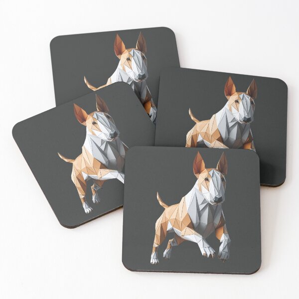 Item preview, bull terrier dog running 3d geometric origami, 3D polygonal illustration designed and sold by CutOriginalArt.