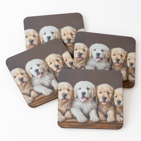 Item preview, Cute golden retriever dog breed puppies painting, for cute golden retriever baby pet owner or mom designed and sold by PictureUp.