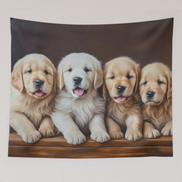Item preview, Cute golden retriever dog breed puppies painting, for cute golden retriever baby pet owner or mom designed and sold by PictureUp.