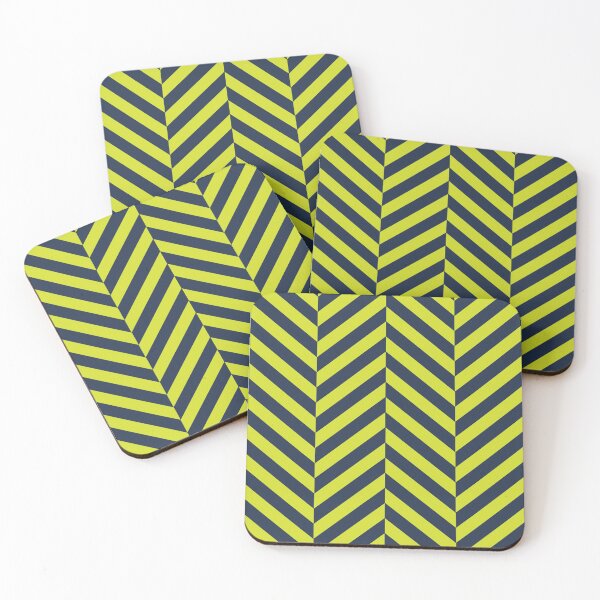 Item preview, Acid green and dark blue herringbone pattern designed and sold by LinDraws.