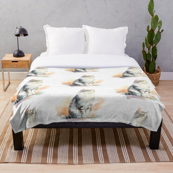 Item preview, Cute Watercolor Gray and White Cat designed and sold by Jdelgado813.