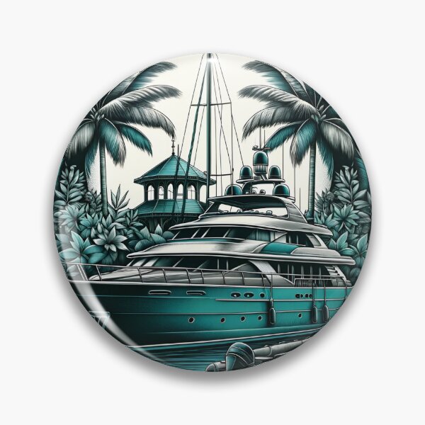 Item preview, Turquoise Yacht Majestic Island Style Art designed and sold by ByDigitalDream.