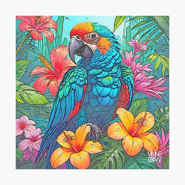 Aperçu de l'œuvre Perroquet tropical créée et vendue par Vivinedrawsells.