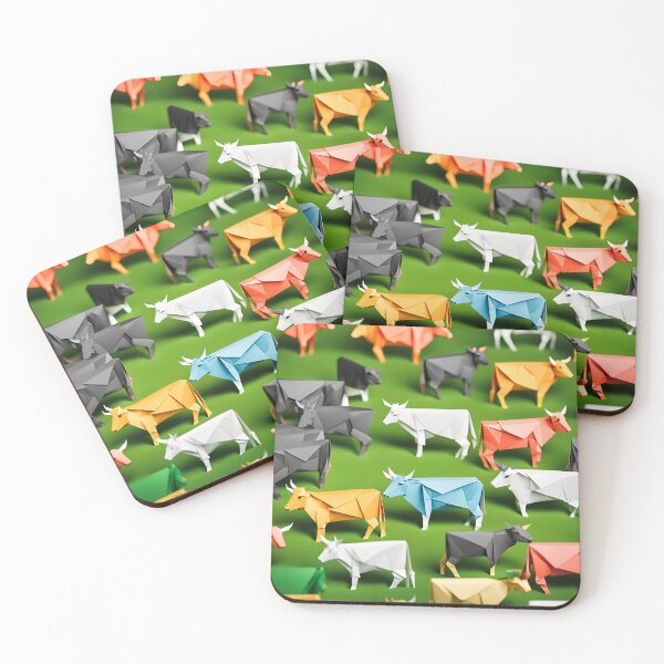 Item preview, Origami Art - Serenity in Pasture: Graceful Cows Amidst Nature's Canvas designed and sold by ArtfulFolds.