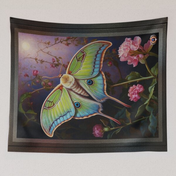 Item preview, A Fantasy View Of A Chinese Moon Moth In A Garden Mesmerizing AI Concept Art by Xzendor7 designed and sold by Xzendor7 Digital Art Creations.