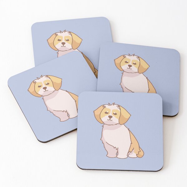 Item preview, Simple gold and white Shih Tzu sitting down designed and sold by PupBubble Art.