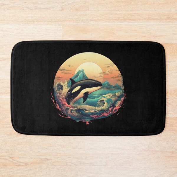 Item preview, Killer Whale Orca in Ocean with Mountains and Sun designed and sold by Gsallicat.