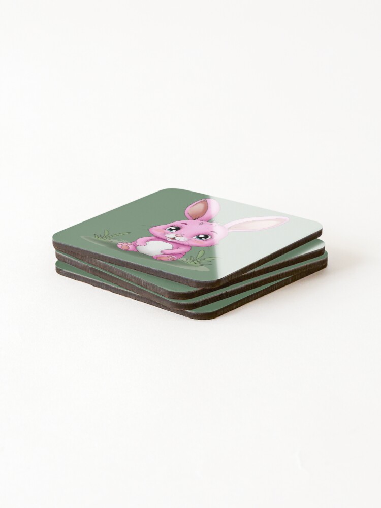 Thumbnail 4 of 5, Coasters (Set of 4), Pink Rabbit designed and sold by Caseymax.