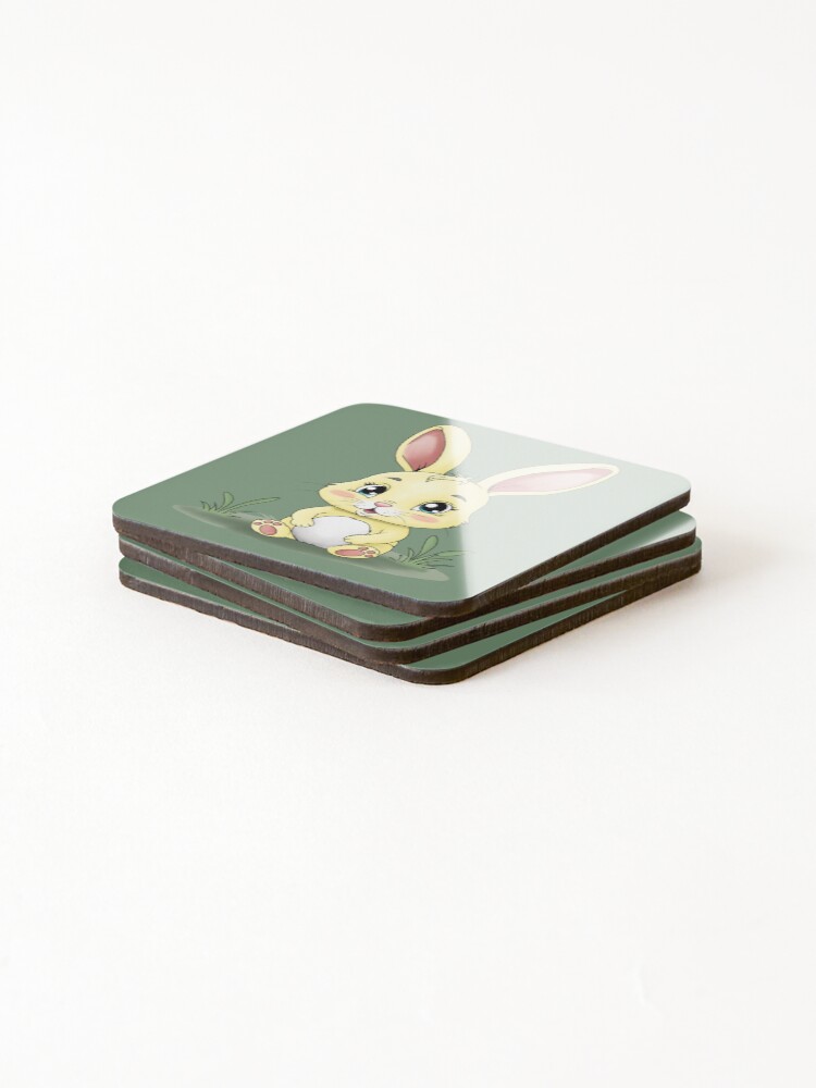 Thumbnail 4 of 5, Coasters (Set of 4), Yellow Rabbit designed and sold by Caseymax.