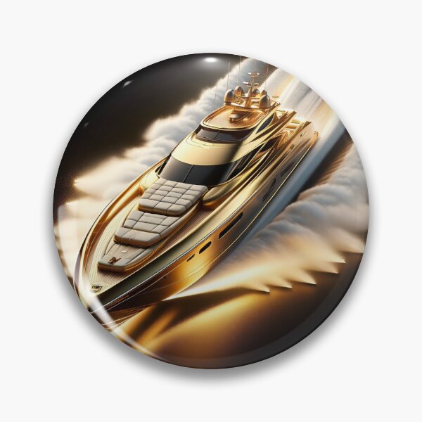 Item preview, Gilded Velocity Hyperrealistic Luxury Yacht Art designed and sold by ByDigitalDream.
