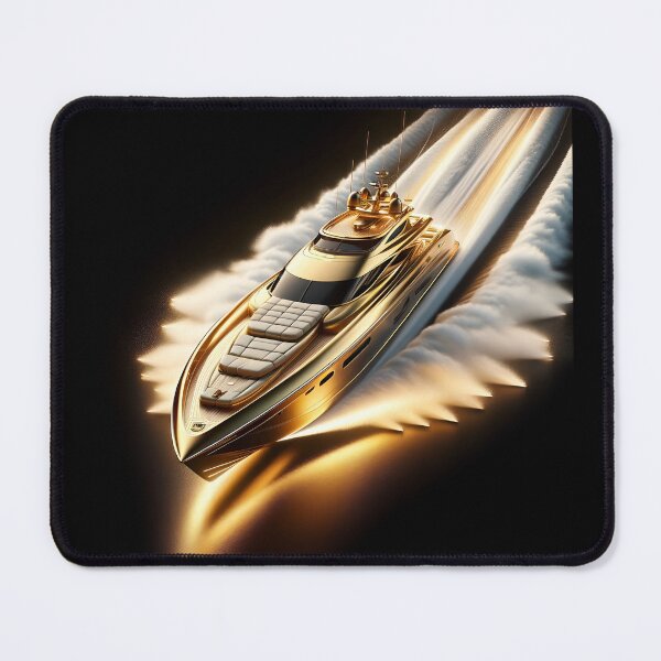 Item preview, Gilded Velocity Hyperrealistic Luxury Yacht Art designed and sold by ByDigitalDream.