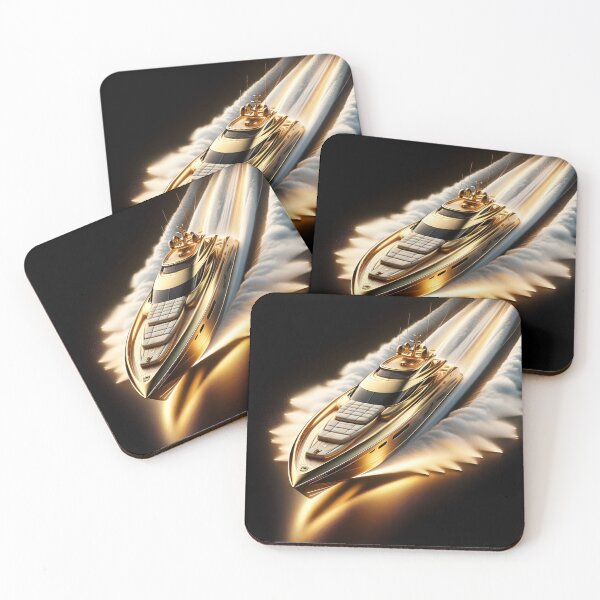 Item preview, Gilded Velocity Hyperrealistic Luxury Yacht Art designed and sold by ByDigitalDream.