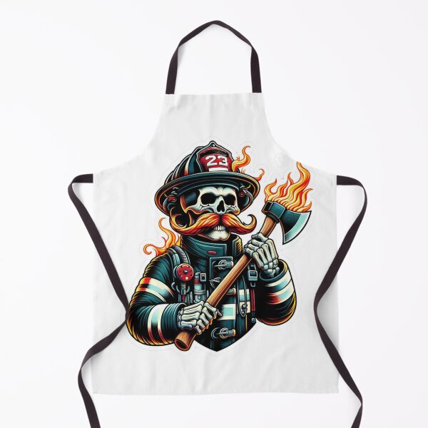 Item preview, Skeleton Firefighter with flaming mustache and ax designed and sold by BrinaandPops.